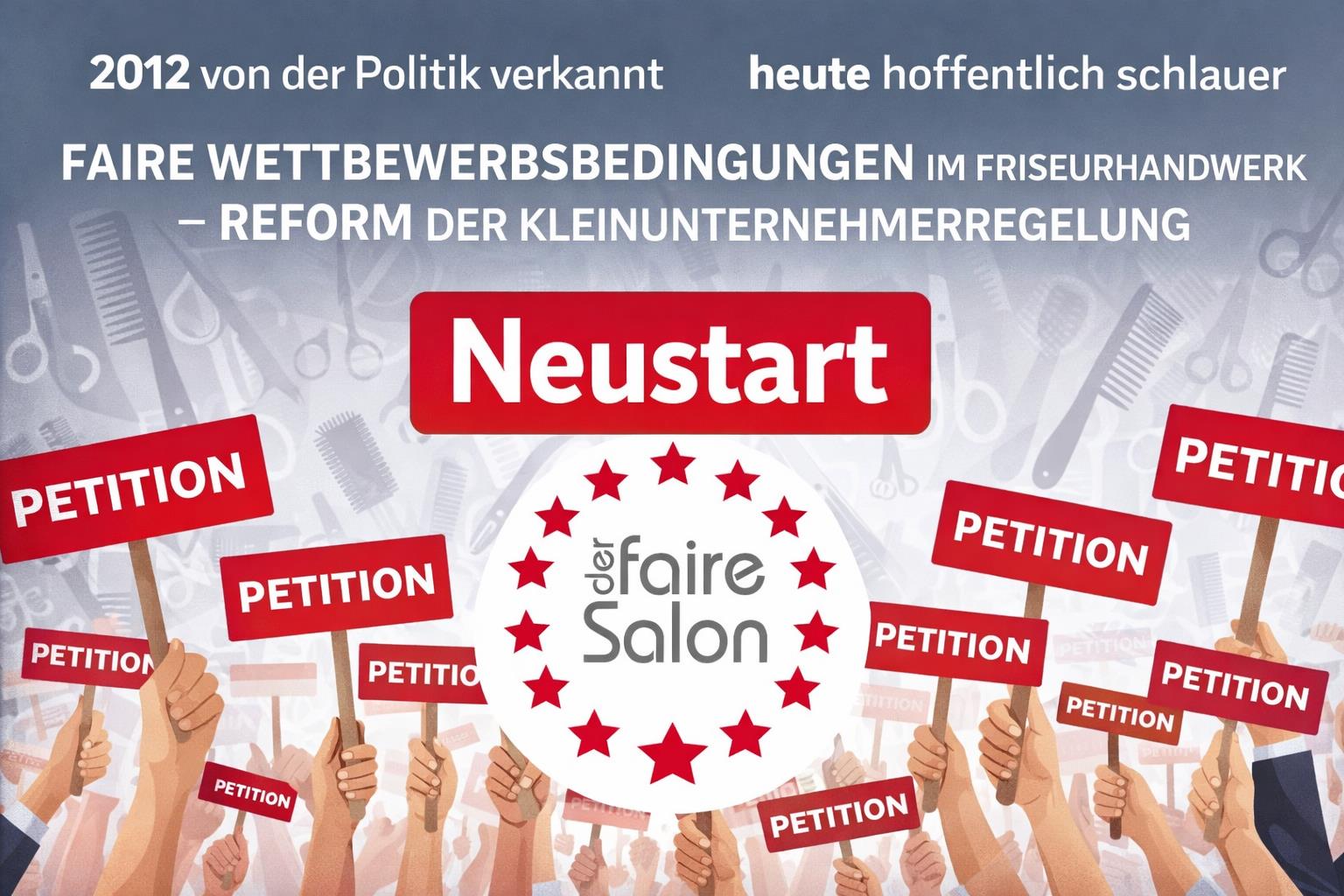 Petitionsmotiv von Der faire Salon: Neustart für faire Wettbewerbsbedingungen und eine Reform der Kleinunternehmerregelung.